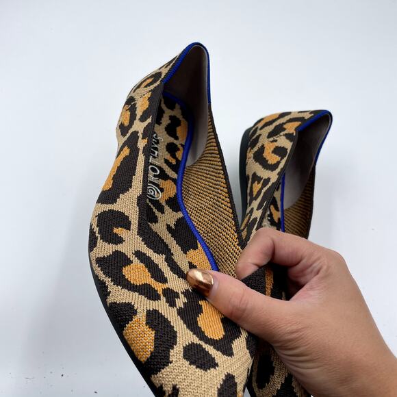 Rothy's  The Point Desert Cat Leopard Print Washable Women's Flats - Size 12.5 - Picture 7 of 9
